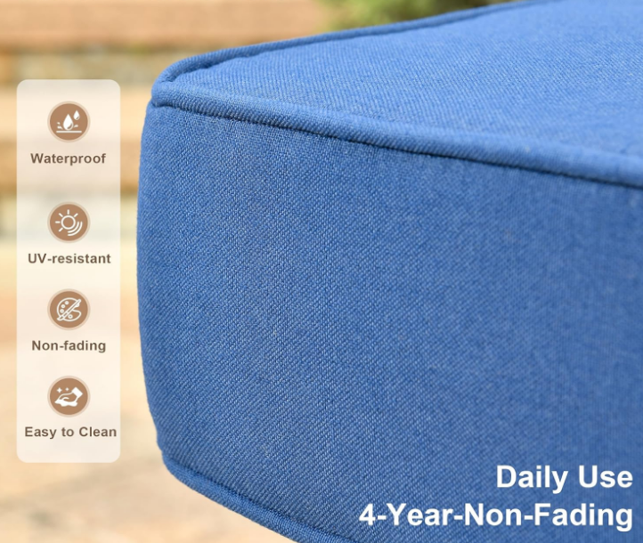 TRADEMAX Outdoor Patio Sofa, All Weather Outdoor Water Repellent Sofa, PE Rattan Wicker Small Sectional Sofa for Garden Backyard Porch Poolside, Navy Blue