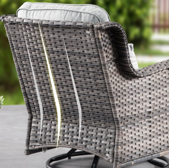 OTHILOA Patio Swivel Chair,Outdoor 360 Degree High Backrest Rocking Chair,PE Wicker Chair for Patio Bistro