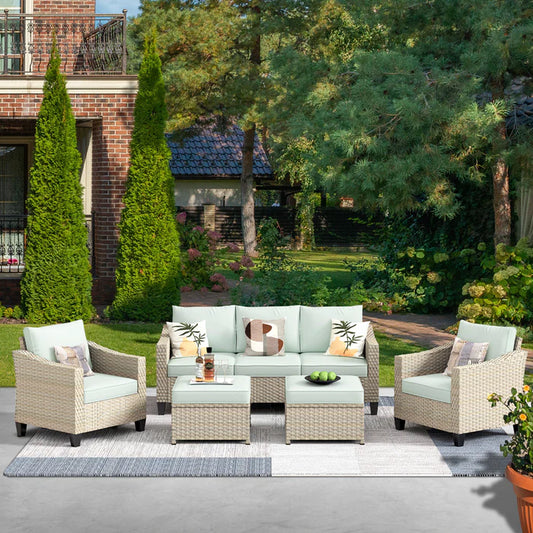 HOOOWOOO Athena Series Outdoor Patio Furniture Set 5-Piece with Cushions All Weather Wicker