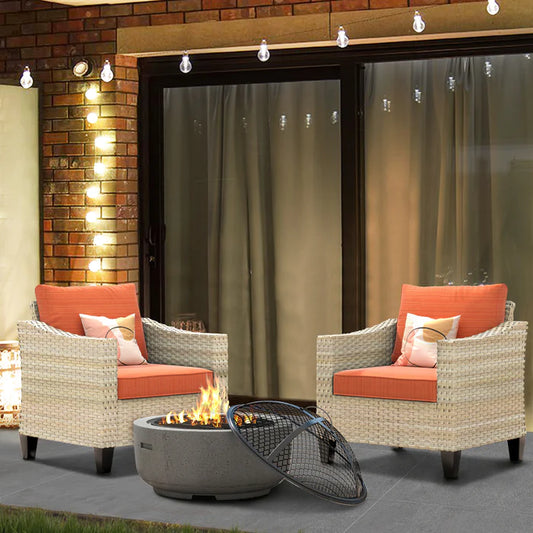 HOOOWOOO Athena Series Outdoor Patio Furniture Set with Fire Pit 3-Piece