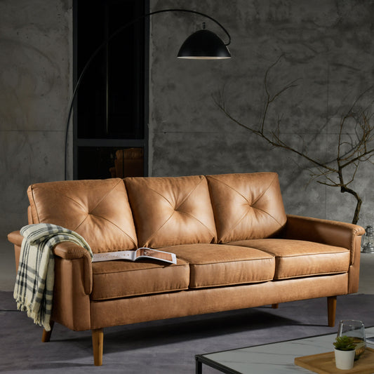 HOOOWOOO 72"Hot Stamping,Mid Century Living Room Sofa, Pit Stripe Fabric, Cat-Scratch-Proof And Easy To Install Sofa For Different House Types