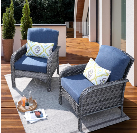 ORLAOD Outdoor Rattan Chair, All Weather High Back Rattan Chair with Comfortable Cushions