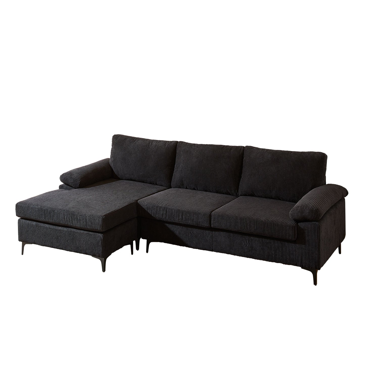 HOOOWOOO Living Room Sofa Reversible Chaise 100" Wide with Ottoman