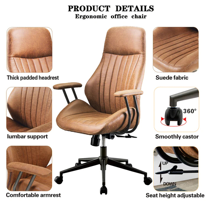 HOOOWOOO Ergonomic Office Chair, Adjustable Mid Back Cushion Lumbar Support Desk Chair With Silent Wheels, Smooth&Durable Gaming Chair For Home,Living Room