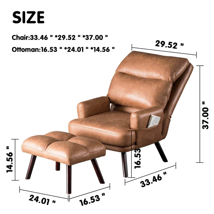 HOOOWOOO Living Room Accent Chair with Ottoman, multi angle adjustment